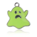 Charm fantôme vert fluo émaillé avec bordure argentée pour bracelets Halloween DIY - Style Fantôme Vert Argenté