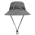 Dark grey outdoor bucket hat with colorful woven band and adjustable chin strap - M(56-58cm) / Gray