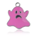 Pendentif fantôme en émail rose avec boucle en métal pour bracelets DIY d'Halloween - Style Fantôme Rose Fushia Argenté