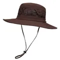 Dark brown hiking hat with breathable mesh and adjustable chin strap for sun protection - M (56-58cm) / Coffee