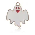 Pendentif fantôme en émail blanc et yeux rouges avec alliage doré pour Halloween - Style Fantôme Joyeux Blanc KC Gold