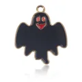 Pendentif chat fantôme noir d'Halloween avec yeux rouges et cadre doré pour bijoux - Style Fantôme Joyeux Noir KC Gold