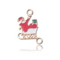 Christmas Santa Claus on sleigh alloy pendant with colorful enamel and gold finish - Christmas Sleigh