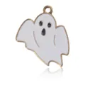 Pendentif fantôme d'Halloween en émail blanc avec cadre doré pour création de bijoux - Style Fantôme Surpris Blanc KC Gold