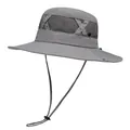 Grey outdoor hiking hat with breathable mesh and adjustable chin strap for sun protection - M (56-58cm) / Gray