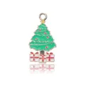 Christmas tree charm with green enamel and white gift box details for DIY jewelry - Green Christmas Tree