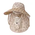 Detail of ice silk sun hat with breathable mesh and wide brim for full face and neck coverage - M / Champagne