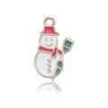 Christmas snowman enamel pendant in gold-plated alloy for DIY jewelry making - Broom Snowman