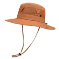 Outdoor sun hat in orange with breathable mesh side panels and adjustable windproof cord - M (56-58cm) / Orange