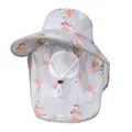 Detail of grey floral sun hat with protective face mask and white breathable mesh filter - M (56-58cm) / Gray