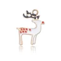 Christmas reindeer pendant in gold-tone alloy with white enamel and red polka dots - Deer