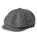 Béret gris classique en lin pour homme avec texture vintage et structure à huit pans - M (56-58cm) / Gris clair