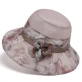 Detail of mesh sun hat with floral brim and 3D flower accent for mature women - M (56-58cm) / Khaki