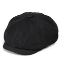 Gros plan de la casquette gavroche noire en lin avec texture tricotée respirante - M (56-58cm) / Noir