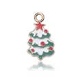 Golden Christmas tree enamel pendant with green and red oil drip for DIY jewelry - Christmas Tree Style 6
