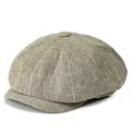 Gros plan d'une casquette gavroche en lin respirant montrant la texture du tissu - M (56-58cm) / Poche zippée