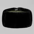 Winter Lei Feng hat in olive green with black faux fur earflaps for elderly men - M(56-58cm) / Black Fur (Army Green Cloth)