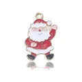 Classic waving Santa Claus pendant in red and white enamel with golden alloy finish - Santa Claus Style 4