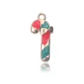 Christmas candy cane pendant in red and green enamel with a golden bow for DIY jewelry - Christmas Candy Cane Style 2