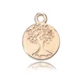 Golden alloy charm with embossed tree of life design and polished hanging loop - Gold Tree of Life