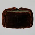 Detail of winter trapper hat with faux fur earflaps and olive green canvas crown - M(56-58cm) / Coffee Fur (Army Green Cloth)
