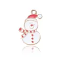 DIY Christmas snowman pendant in alloy gold plating with white and red enamel finish - Scarf Snowman