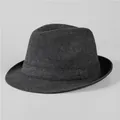 Cappello fedora classico da uomo in lana grigio scuro con nastro decorativo - Misura Normale (56-58cm) / Nero