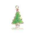 Christmas tree charm pendant in green enamel with gold plating for DIY jewelry making - Green Tree