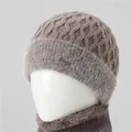 Conjunto de gorro y bufanda de invierno para mujer mayor con forro polar cálido - Solo Sombrero / Caqui