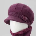 Set invernale da donna con cappello in maglia viola e scaldacollo in pile caldo - Solo Cappello / Malva