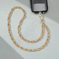 Fashionable gold metal chain phone strap with swivel hooks and connector pad - Twist Chain Style (A) / Gold
