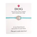 Detail eines Hundepfoten-Armbands auf einer Geschenkkarte mit sentimentalem Zitat - Grün