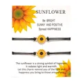 Handgemaakte geweven zonnebloem armbanden met verstelbaar zwart koord op een cadeaubon - Zonnebloem Armband (Gouden Zonnebloem Kaart)