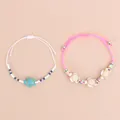 Bohemian woven turquoise turtle bracelets with colorful beads and adjustable strings - Pink And White