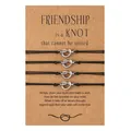 Set di quattro braccialetti dell'amicizia con nodo a cuore su carta regalo - Set da 4 pezzi / Argento