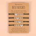 Detalle de juego de cuatro pulseras de deseos para hermanas con dijes de corazón - Estilo de Hermana Personalizado Occidental A (H320-00)