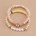 Set de bracelets perles pour enseignant avec perles en bois, pomme rouge et lettres TEACH - Ensemble 2 pièces Enseignant/Petite Pomme (TEACH)