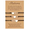 Set of three Sisters theme stainless steel heart woven bracelets on kraft wish card - Three-Piece Set / Black Rope