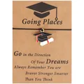 Handmade woven graduation bracelet with doctoral cap charm on inspirational card - Mortarboard with Scroll / Black Bracelet