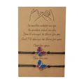 Handmade butterfly friendship bracelets set with blue purple glitter on display card - Blue and Purple Glitter Style (Black)