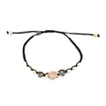 Bohemian braided turtle bracelet with turquoise beads on a white background - White