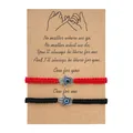 Handmade woven Hamsa Hand and Evil Eye friendship bracelets with decorative card - Hamsa Hand Black Red Rope
