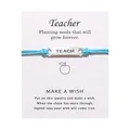 Retro Teach Wunscharmband mit türkisfarbener Kordel und gravierter Plakette auf Karte - Himmelblau