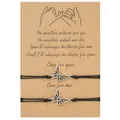 Pair of adjustable butterfly charm bracelets on a kraft card for friends and couples - Silver Alloy Style (Style 2)