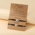 Adjustable black woven football friendship bracelets set on a sentimental card - Style With Display Card / Gold Black