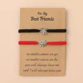 Vriendschapsarmband set met zwarte spin en rood web op een berichtkaartje - Zwart en Rood met Vriendschapskaart (B240313)
