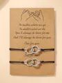 Black waxed cord handcuffs friendship bracelets with Promise card on kraft paper - Black Wax Rope Style