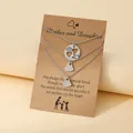 Driedelige zilveren roestvrijstalen hartjesketting set met sentimentele cadeaukaart - Moeder En Dochters Stijl