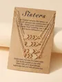 Set van vier goudkleurige hartjeskettingen op een Sisters-cadeaukaart verpakking - 4 Hart / Goud