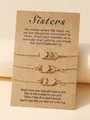 Set van drie goudkleurige hartjesarmbanden op een Sisters wenskaart voor dames - Drie Harten Armband / Goud